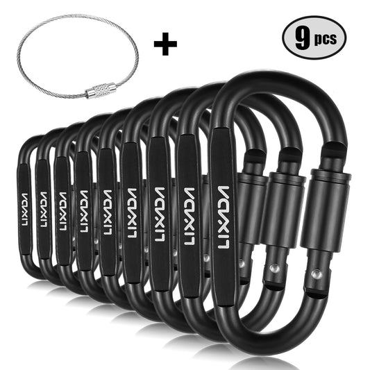 1/9 PCS D-ring Locking Carabiner Clip Set Screw Lock Hanging